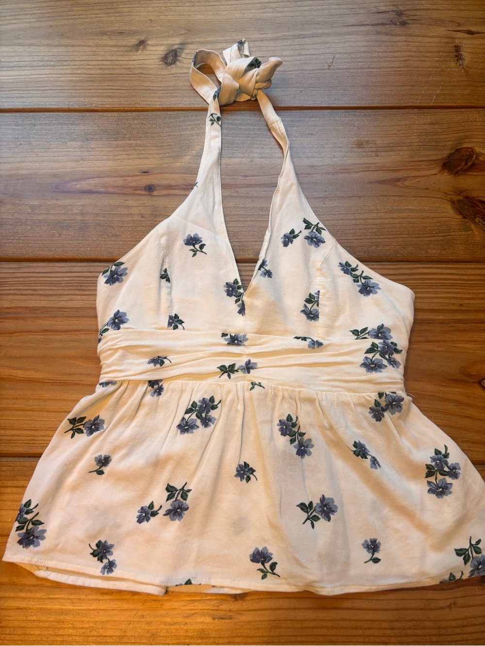 American Eagle Outfitters White Floral Halter Top